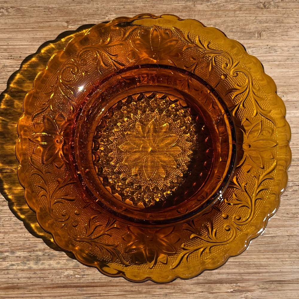 Vintage Tiara Sandwich Glass Butter Dish~Amber - Picture 2 of 6